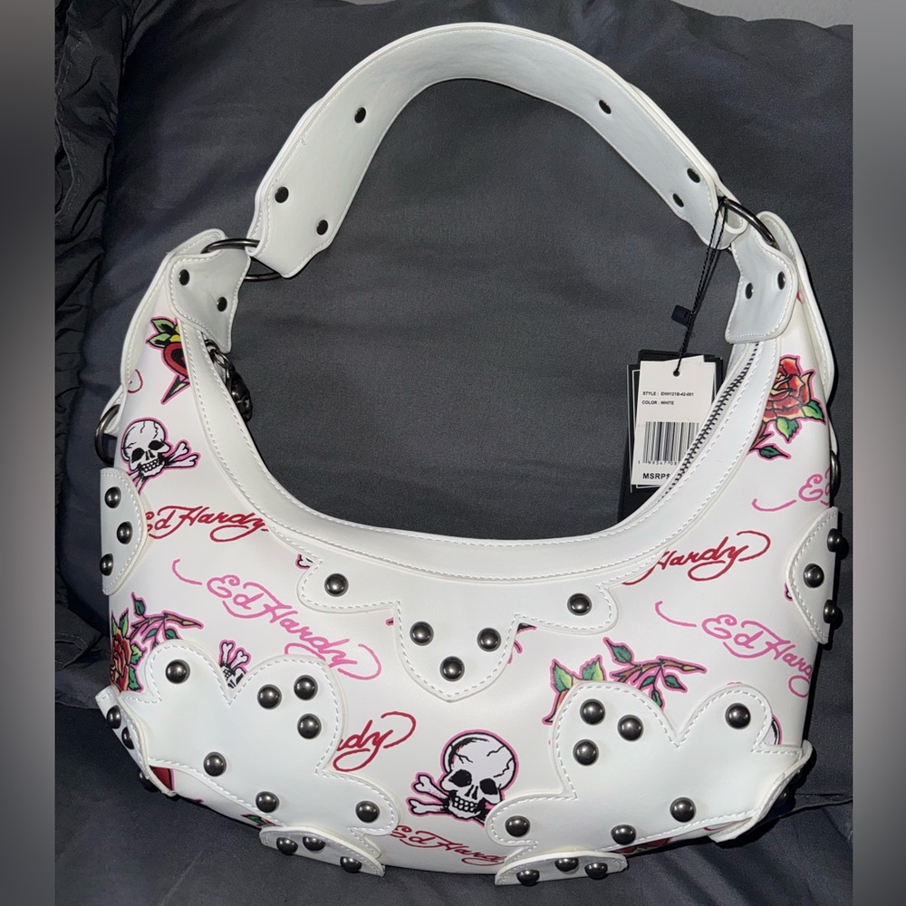 Ed Hardy White Shoulder Bag